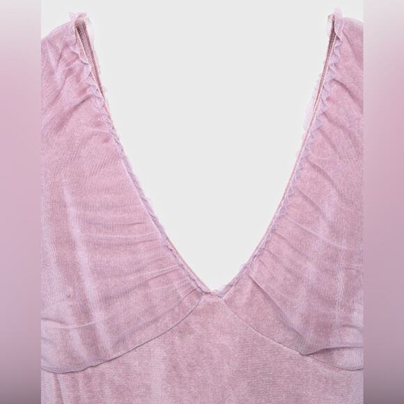NWT Zara Romantic Pink Velvet Tulle Midi Dress, Size XXS-XS - Picture 3 of 10